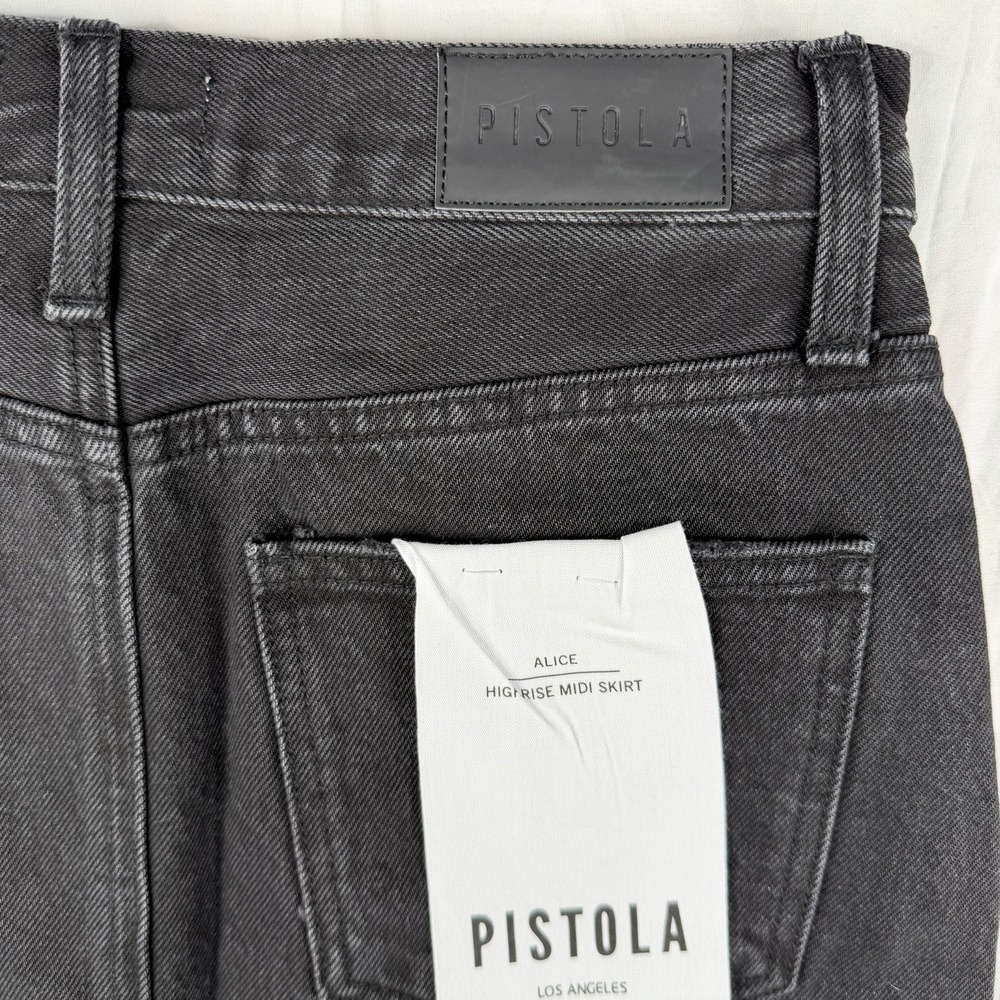 Pistola ALICE Los Angeles Black Denim Midi Skirt HIGH RISE SZ-26-NWT Cotton - Picture 14 of 16